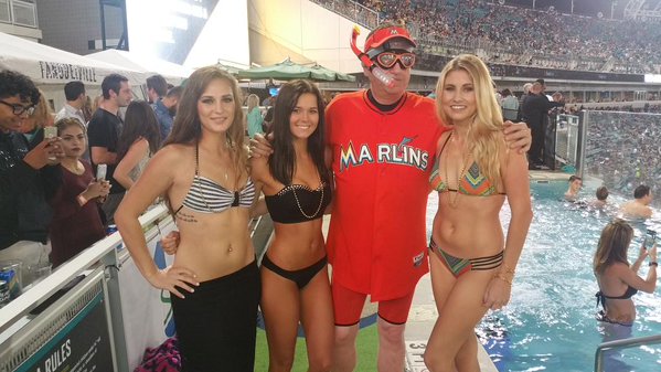 Marlins Man Rippin' and Tearin' Up The Pool At The Jaguars Game